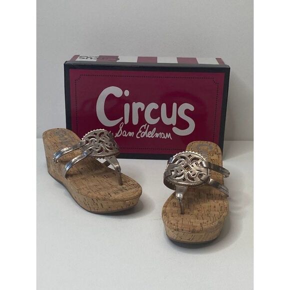 Circus Sam Edelman Cork Platform Wedge Sandals Shoe Women's‎ 6.5 Rocky Rose Gold - Picture 9 of 9